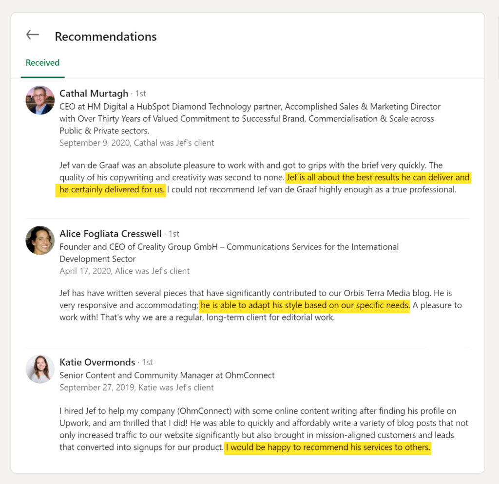 LinkedIn Recommendations