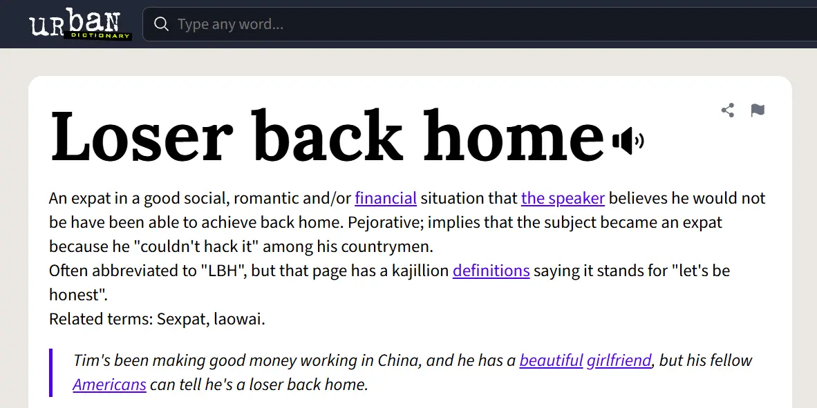 Definition of a Loser Back Home (LBH)