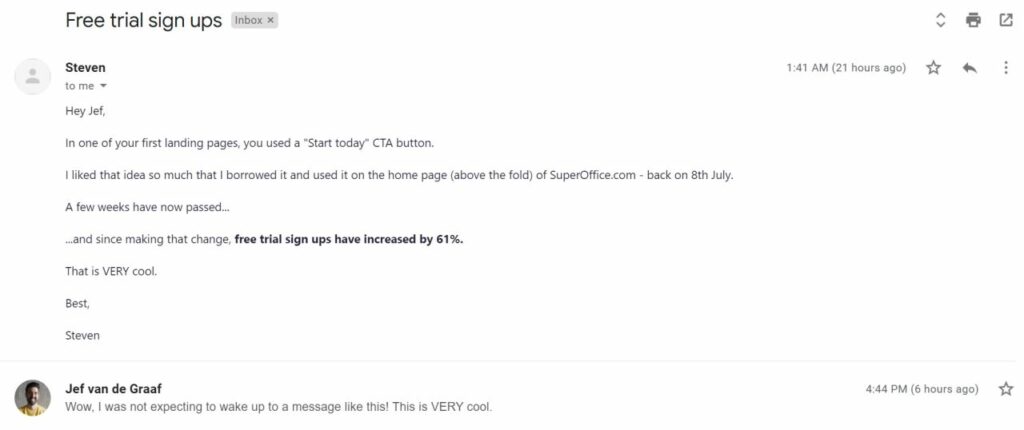 Testimonial from CTA Results