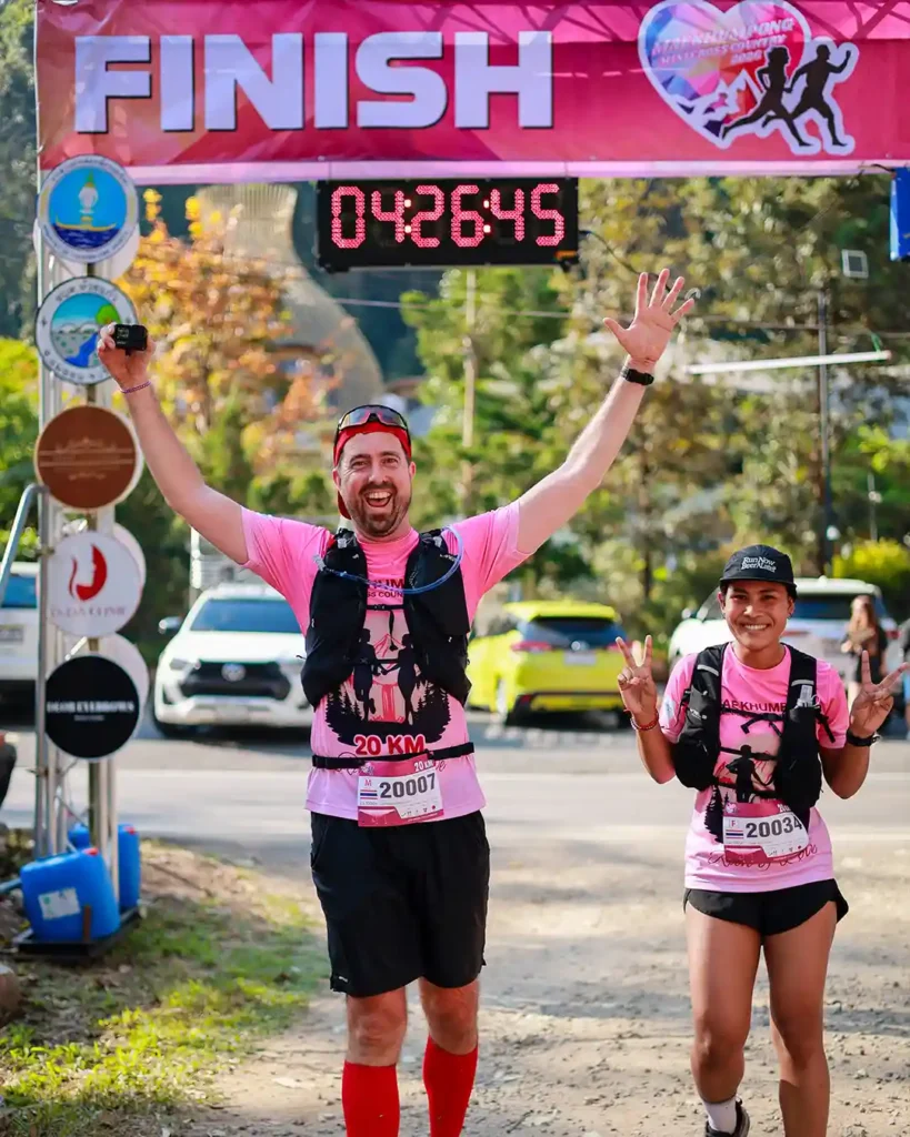 Finishing the Mae Kampong Cross-Country with my Valentine's Date