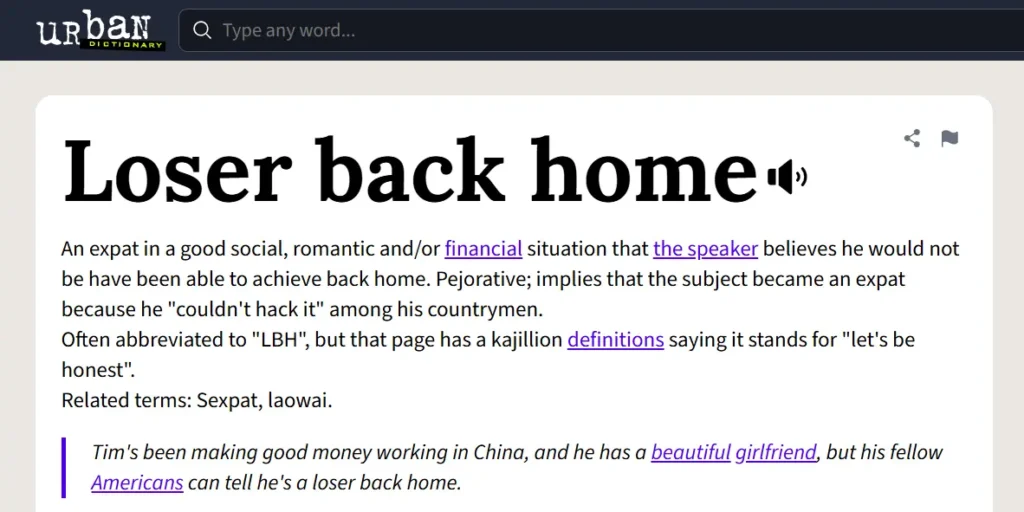 Definition of a Loser Back Home (LBH)